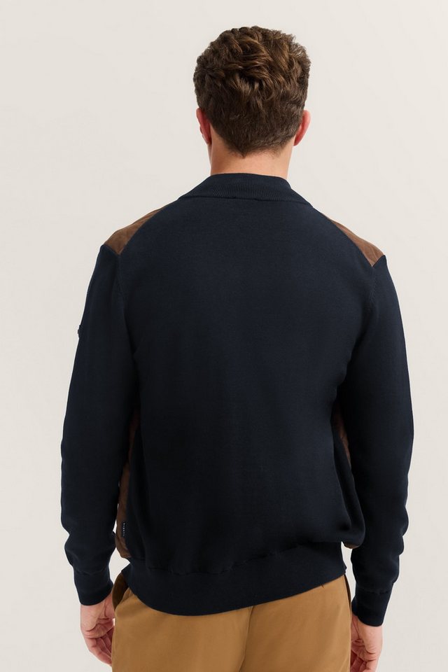 bugatti Strickjacke Regular Fit mit Velour-Front & Stehkragen – Bild 2 von 5