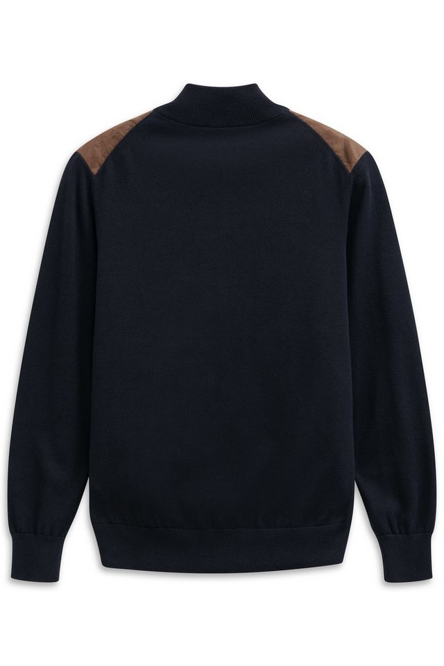 bugatti Strickjacke Regular Fit mit Velour-Front & Stehkragen – Bild 5 von 5