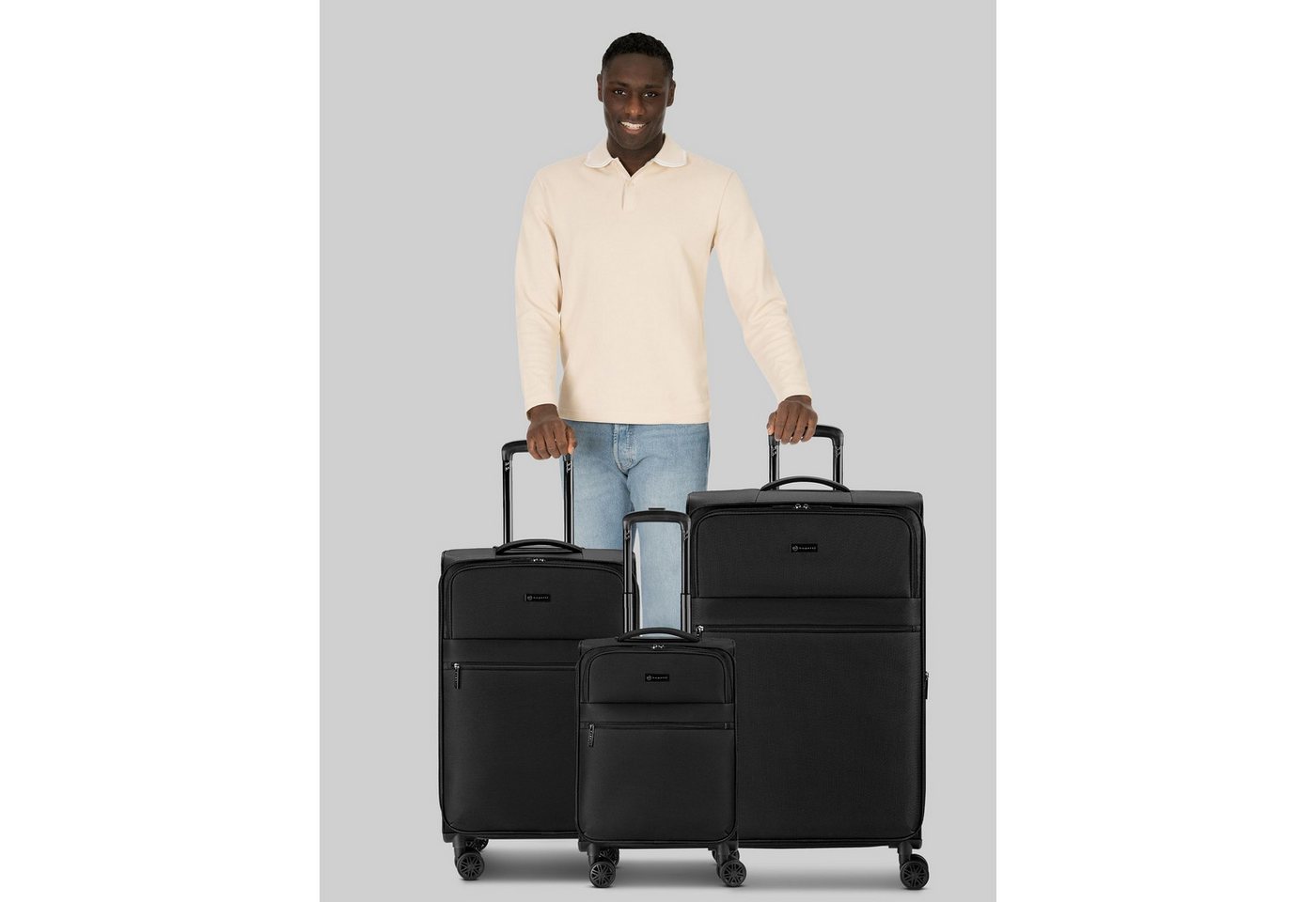 bugatti Trolleyset Valencia Soft, 4 Rollen, (3-teilig, 3 tlg), Polyester – Bild 3 von 5