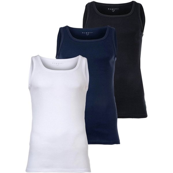 bugatti Unterhemd Herren Unterhemd 3er Pack Baumwolle (Packung, 3er Pack)