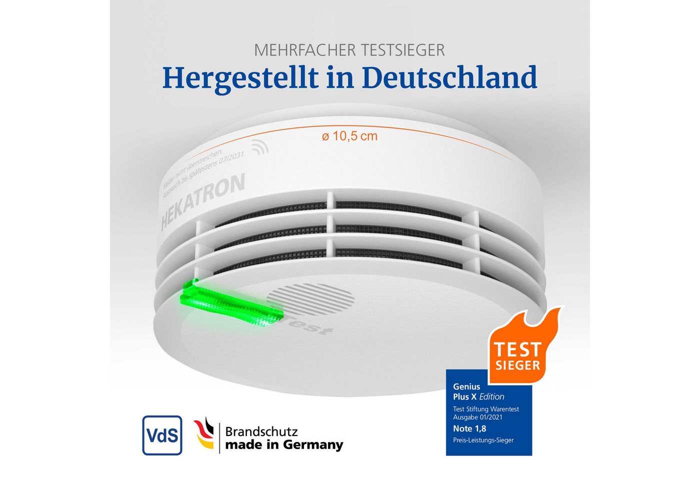 Hekatron Bundle Hekatron Genius Plus X + Funkmodul Basis X Rauchmelder (Funkmodul Basis X inklusive, App-fähig, Q-Label, VdS, 85 dB(A) – Bild 3 von 5