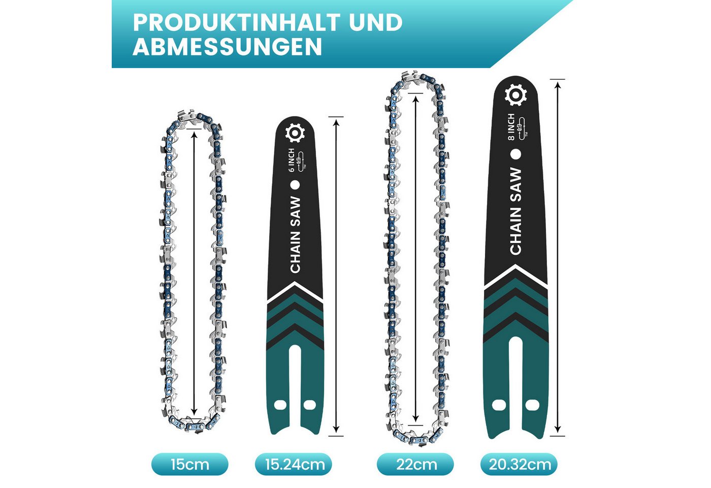 Bundviel Ersatzkette 1/4" 1,1mm 4 kettensägenketten kompatibel mit 6/8" Kettensägen – Bild 3 von 5