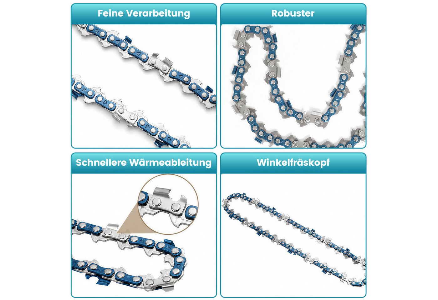 Bundviel Ersatzkette 1/4" 1,1mm 4 kettensägenketten kompatibel mit 6/8" Kettensägen – Bild 4 von 5
