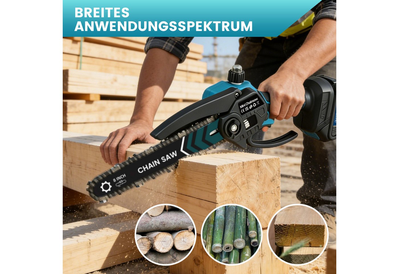 Bundviel Ersatzkette 1/4" 1,1mm 4 kettensägenketten kompatibel mit 6/8" Kettensägen – Bild 5 von 5
