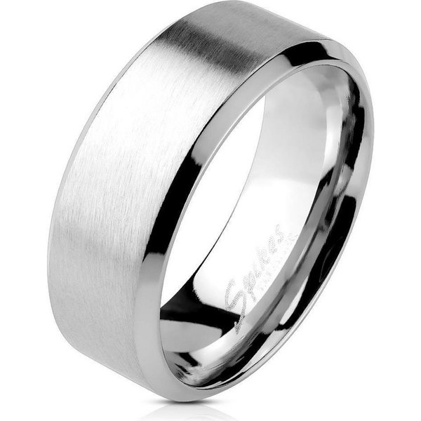 BUNGSA Fingerring 62 (19.7) Edelstahl Ring schrägem Rand silber gebürstet (Ring, 1-tlg), Damen Herren