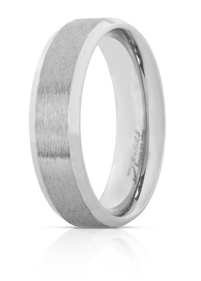 BUNGSA Fingerring 62 (19.7) Edelstahl Ring schrägem Rand silber gebürstet (Ring, 1-tlg), Damen Herren – Bild 4 von 5