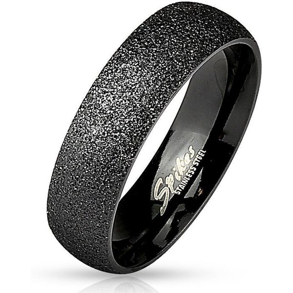 BUNGSA Fingerring 64 (20.4) sand-gestrahlter schwarzer Ring Edelstahl Frauen & Männer (Ring, 1-tlg), Damen Herren