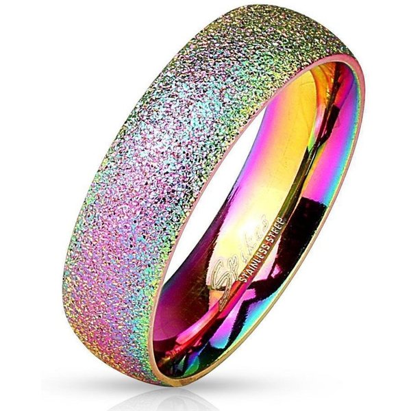BUNGSA Fingerring 67 (21.3) Regenbogen Ring sand-gestrahlt Diamantoptik Edelstahl (Ring, 1-tlg), Damen Herren