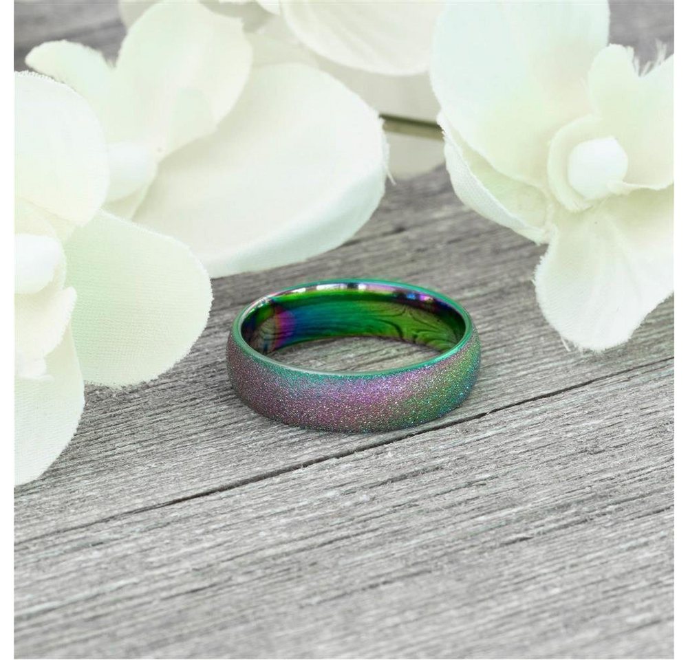 BUNGSA Fingerring 67 (21.3) Regenbogen Ring sand-gestrahlt Diamantoptik Edelstahl (Ring, 1-tlg), Damen Herren – Bild 2 von 5