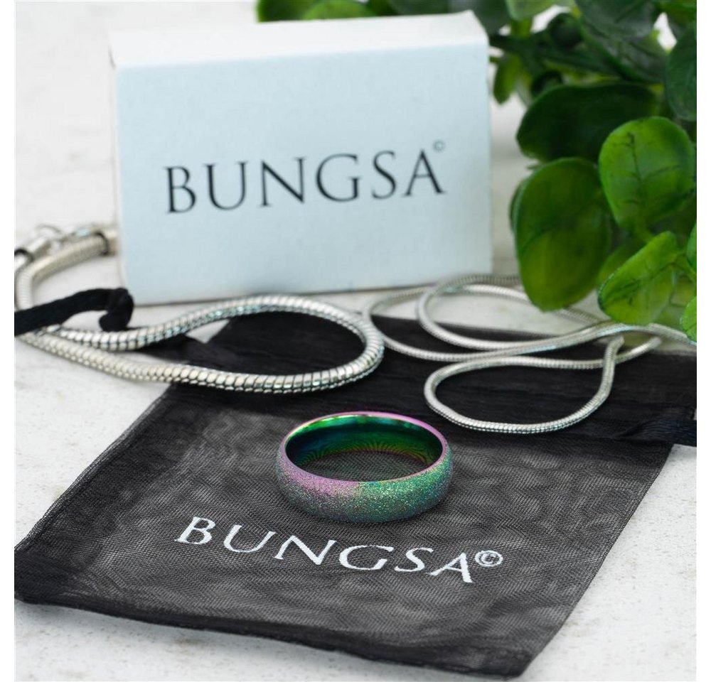 BUNGSA Fingerring 67 (21.3) Regenbogen Ring sand-gestrahlt Diamantoptik Edelstahl (Ring, 1-tlg), Damen Herren – Bild 5 von 5