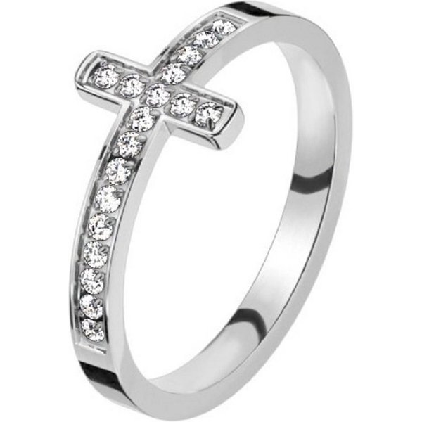 BUNGSA Fingerring Ring mit Kristallkreuz silber aus Edelstahl Damen 54(17.2) (Ring, 1-tlg), Frauen Mädchen