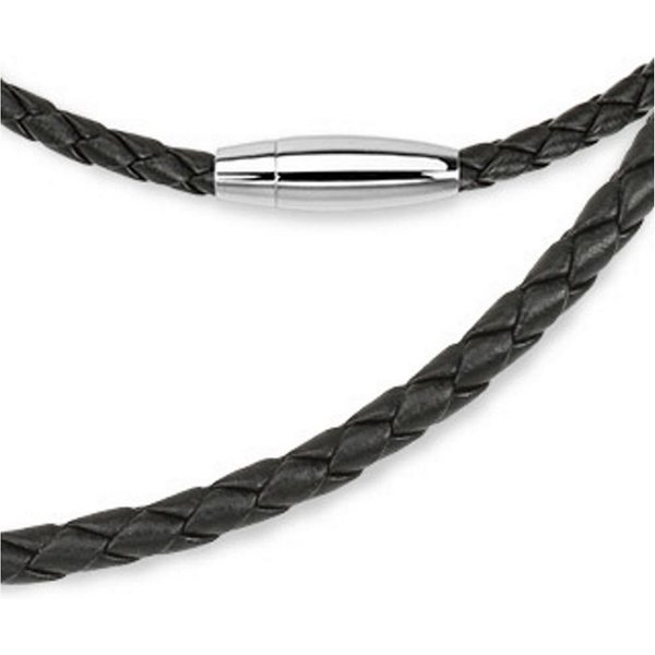 BUNGSA Kette ohne Anhänger Kette gewebt Schwarz aus Leder Unisex (1-tlg), Halskette Necklace