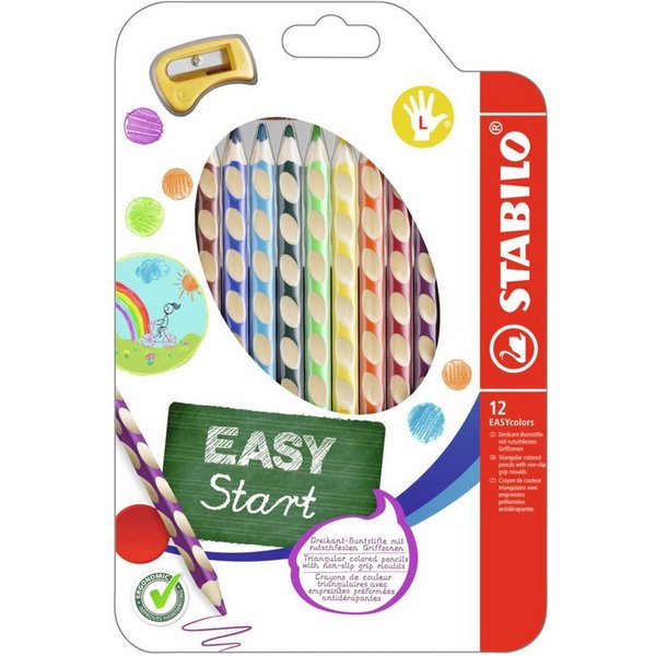 Buntstift sortiert, Linkshänder, Anspitzer, 12er-Set