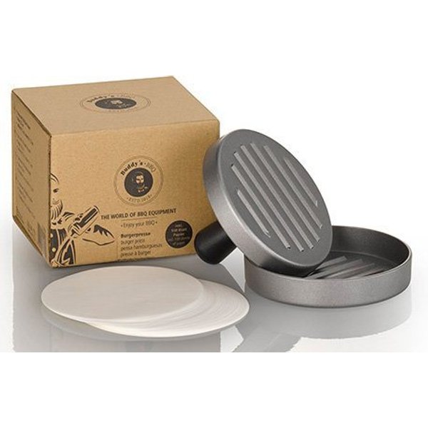 Buddy's Burgerpresse Buddy´s BBQ (1 St), Aluminium, mit 100 Blatt Papier, Ø 12 cm