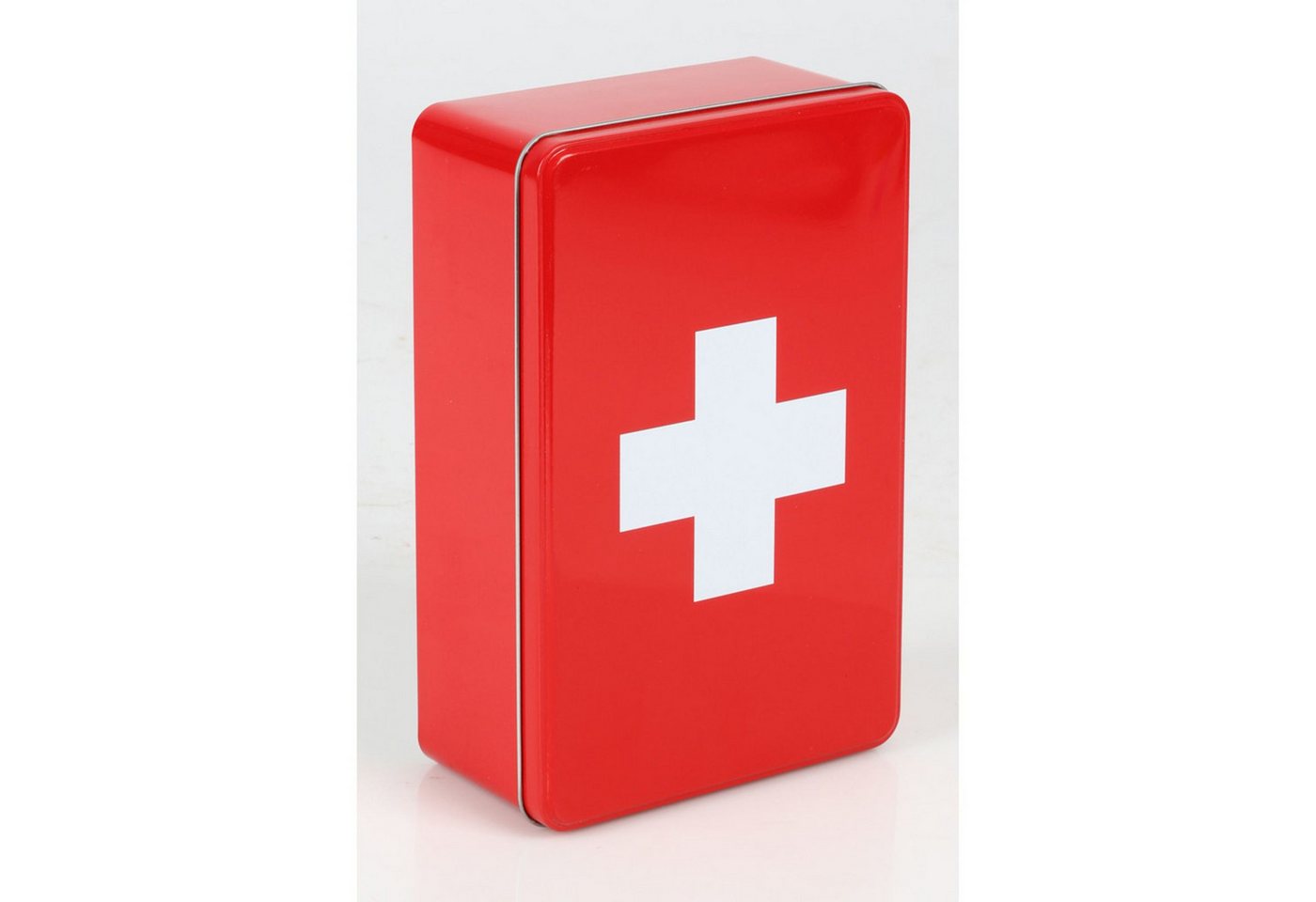 BURI Faltbox Metalldose, Medizinbox rot weißes Kreuz, 20x13x6,8cm – Bild 2 von 5