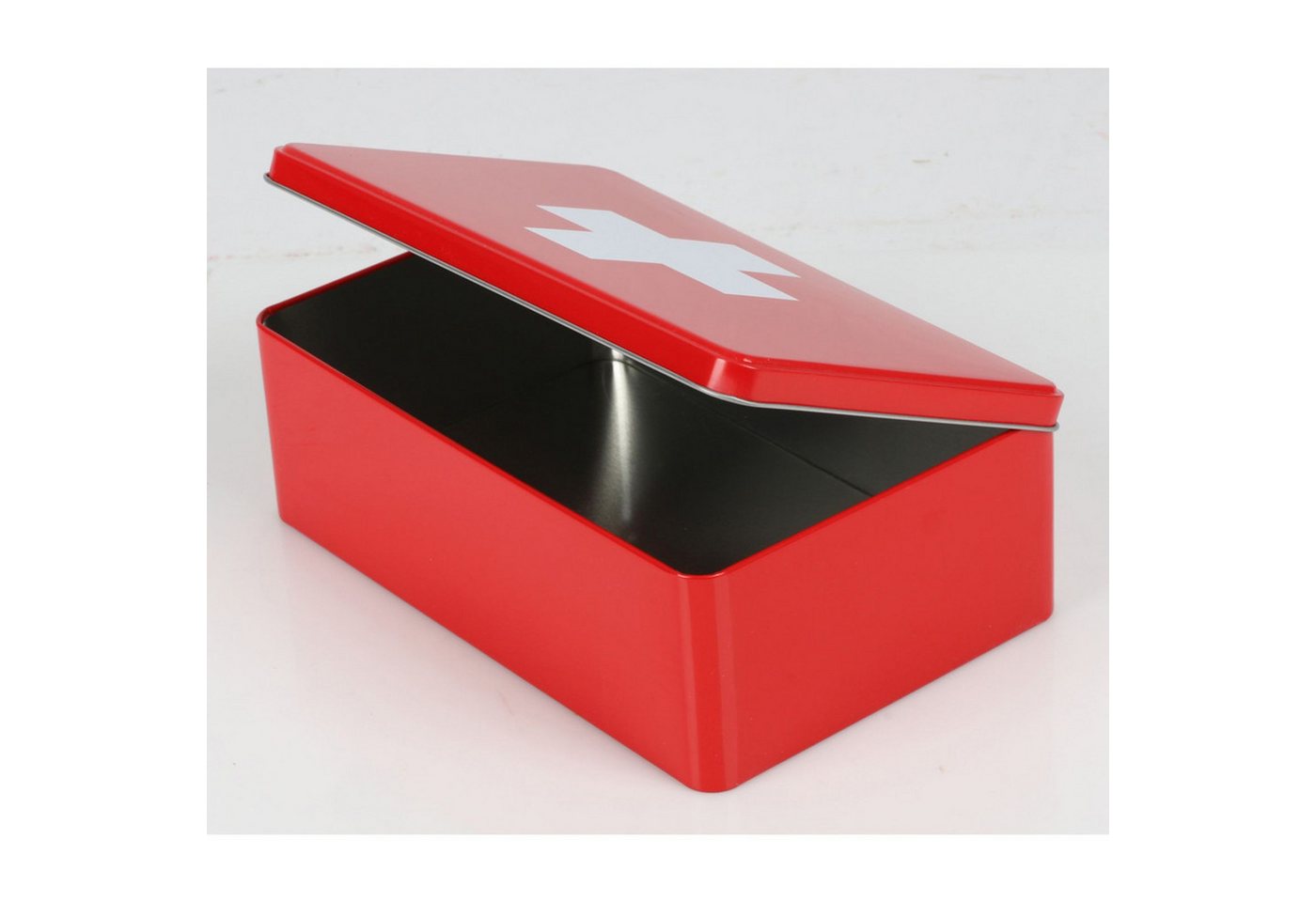 BURI Faltbox Metalldose, Medizinbox rot weißes Kreuz, 20x13x6,8cm – Bild 3 von 5
