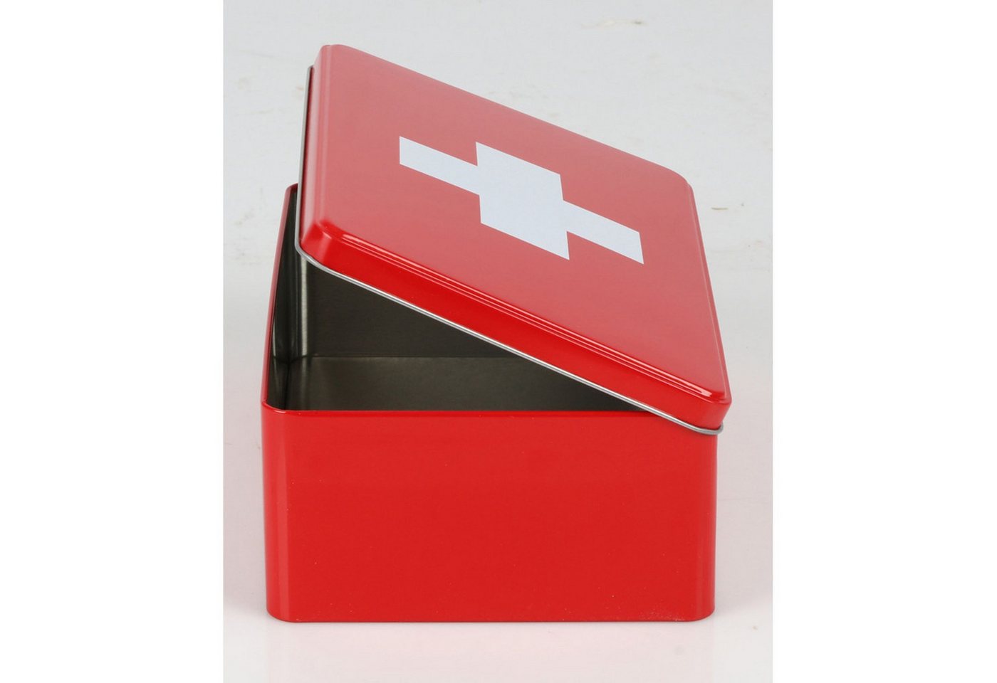 BURI Faltbox Metalldose, Medizinbox rot weißes Kreuz, 20x13x6,8cm – Bild 4 von 5