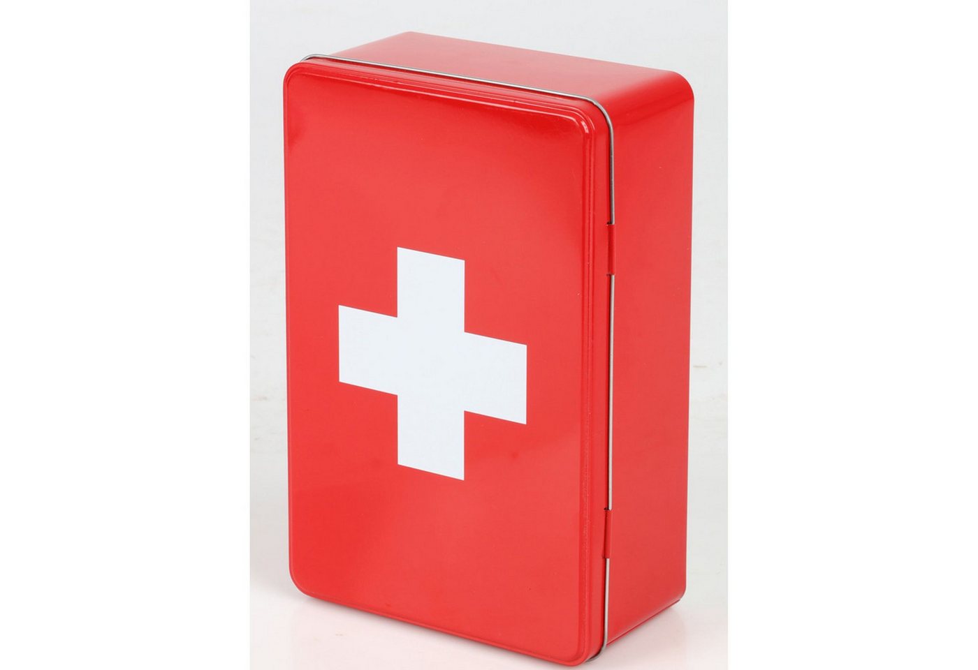 BURI Faltbox Metalldose, Medizinbox rot weißes Kreuz, 20x13x6,8cm – Bild 5 von 5