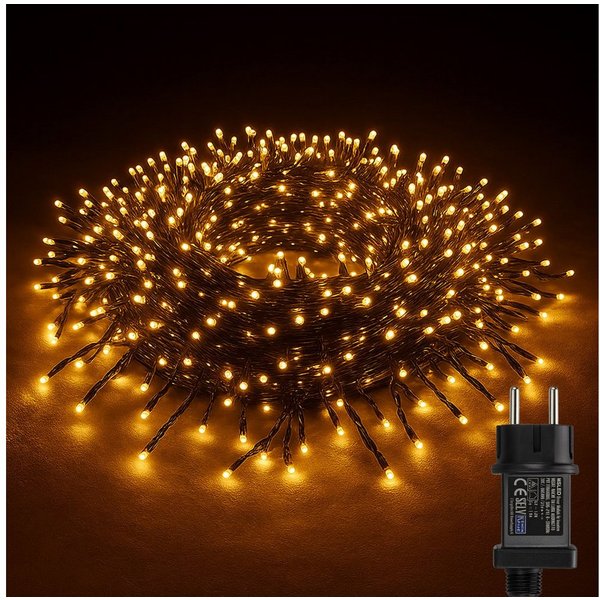 BURI Lichterkette LED Clusterlichterkette 11,5m warmweiß Büschellichterkette Weihnachten, 1152 LEDs, IP44, 2 Timerprogramme, 6 W
