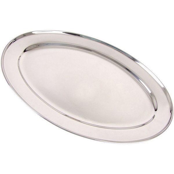 BURI Servierplatte Edelstahl Servierplatte 30cm Buffetplatte Serviertablett Partyplatte, Edelstahl