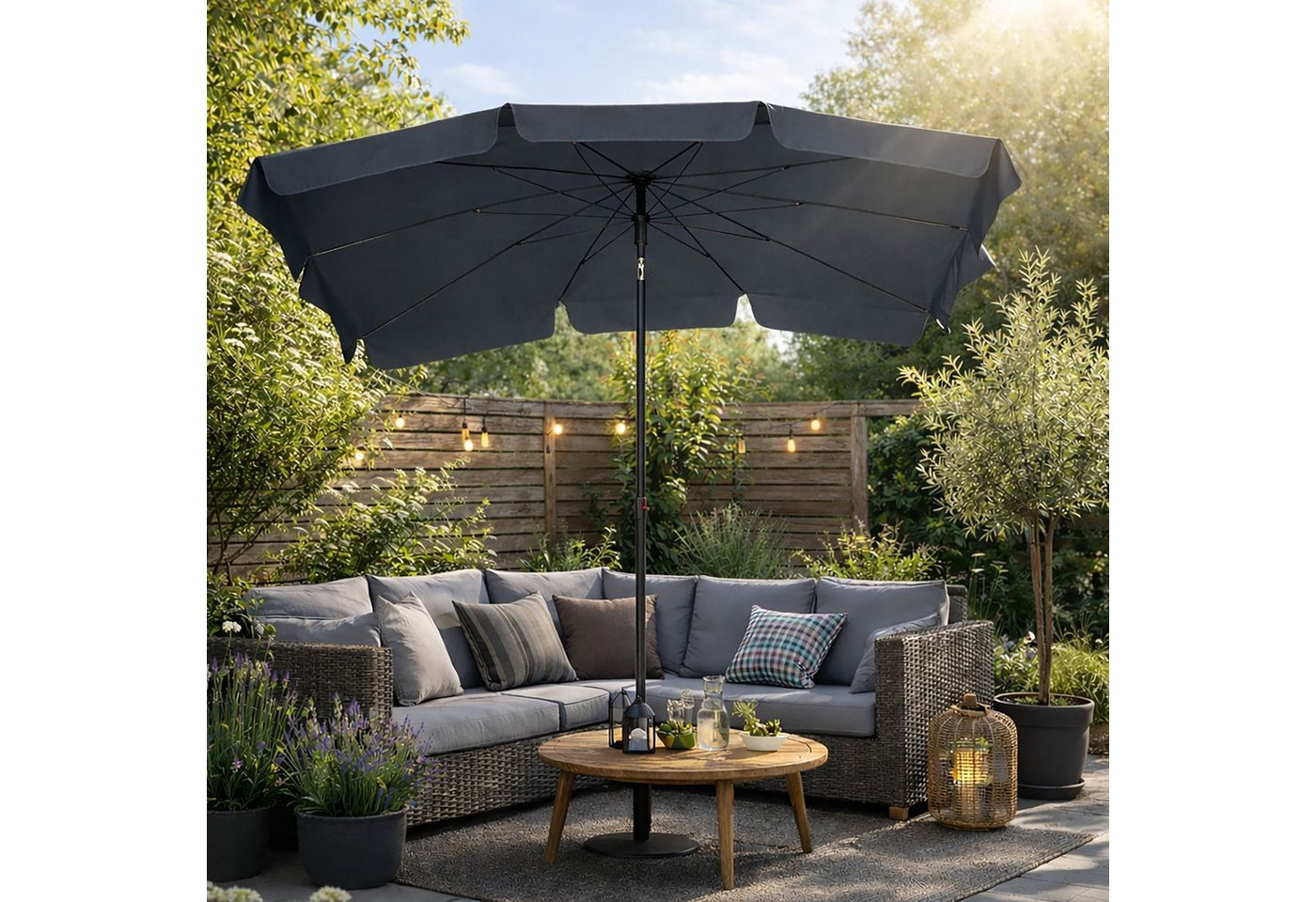 BURI Sonnenschirm Sonnenschirm Gartenschirm Balkonschirm 210x140 cm Rechteckig knickbar – Bild 5 von 5