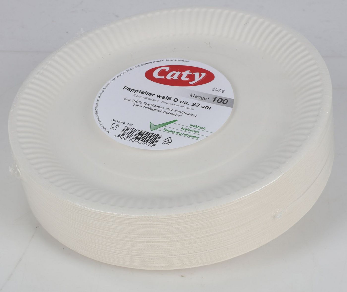 BURI Teller Pappteller 100er Packung Weiß Einwegteller Einwegschalen Papier – Bild 4 von 5