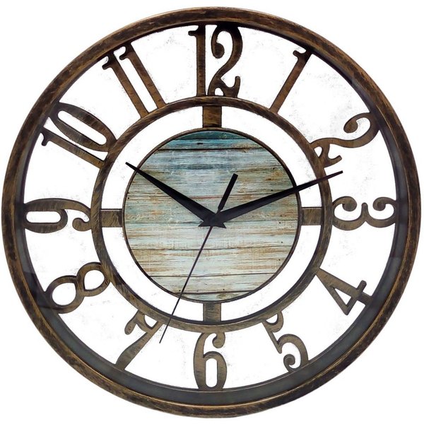 BURI Wanduhr Kunststoff Wanduhr 27,5cm Bronze Küchenuhr Wohnzimmeruhr Retro Vintage