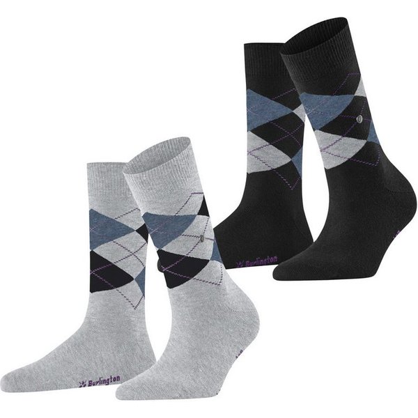 Burlington Socken Everyday Argyle (2 Paar) Einheitsgröße 36-41, Argyle-Muster, gekämmte Baumwolle