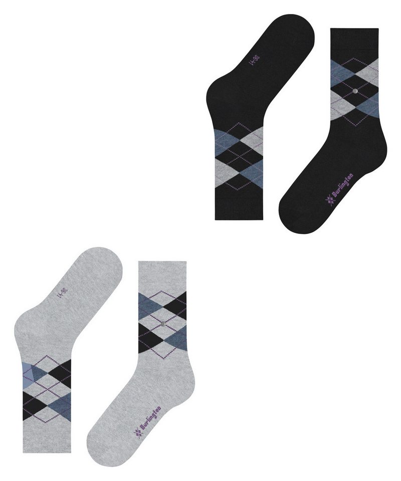 Burlington Socken Everyday Argyle (2 Paar) Einheitsgröße 36-41, Argyle-Muster, gekämmte Baumwolle – Bild 5 von 5