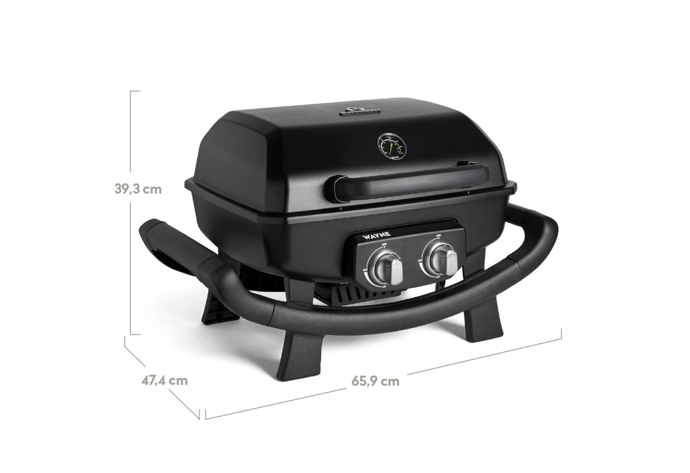 BURNHARD® Gasgrill 2-Brenner WAYNE 4,4 kW, Tragbarer Balkongrill, Tischklein mit Aludruckguss Brennkammer inkl. Abdeckhaube, Gusseisen Grillrost, #944219 – Bild 3 von 5