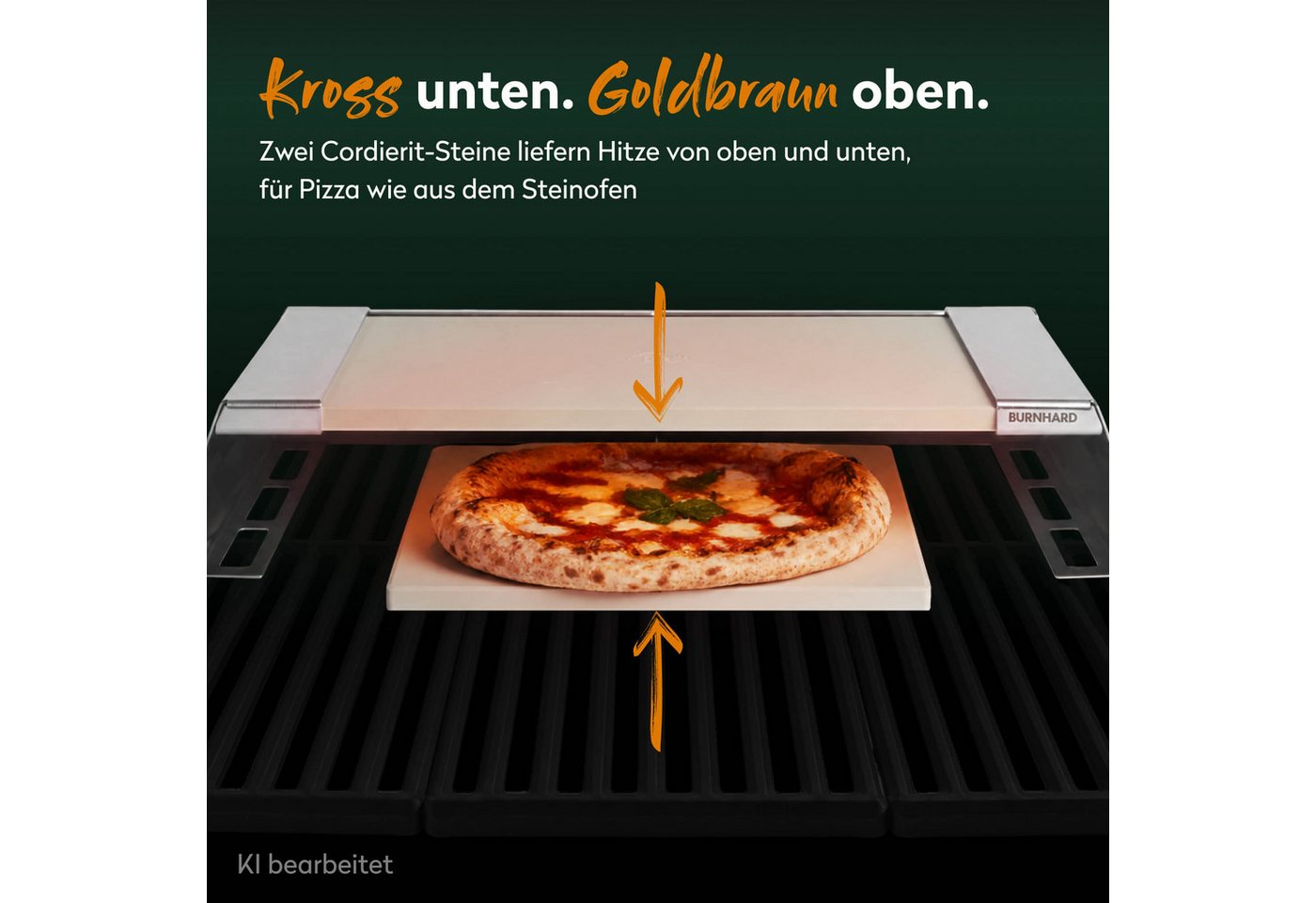 BURNHARD® Pizzaofen-Grillaufsatz, Silber – Bild 2 von 5