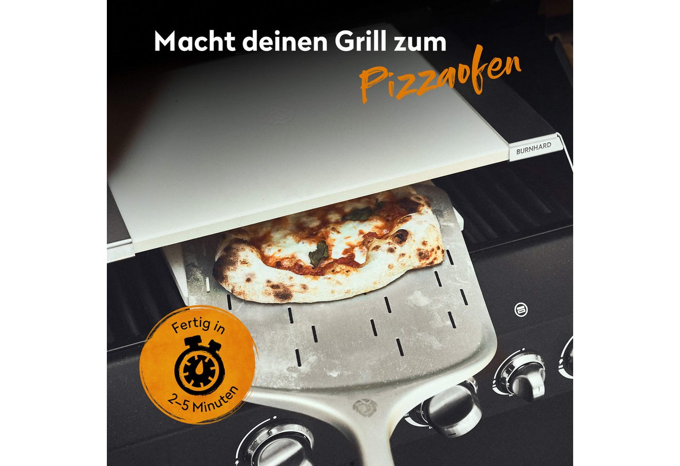 BURNHARD® Pizzaofen-Grillaufsatz, Silber – Bild 4 von 5
