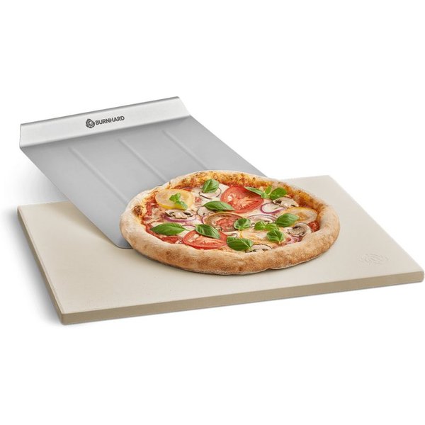 BURNHARD® Pizzastein Universal rechteckig, 38 x 30 x 1,5 cm inkl. Schaufel