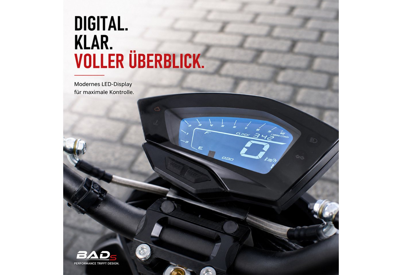 Burnout Motorroller BAD s Mattschwarz, 50 ccm, 25 km/h, Euro 5, Keyless-Go, Alarmanlage, LED-Beleuchtung – Bild 3 von 5
