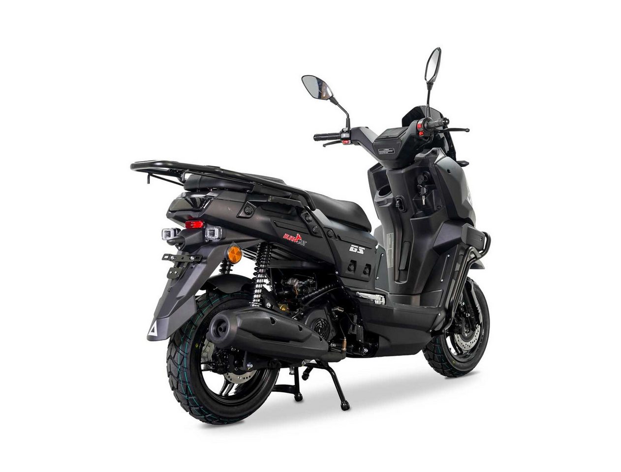 Burnout Motorroller GS-50 Mattschwarz, 50 ccm, 45 km/h, Euro 5, 4-Takt EFI, Sturzbügel, Windschild, LED-Display, USB, Gepäckträger – Bild 2 von 4