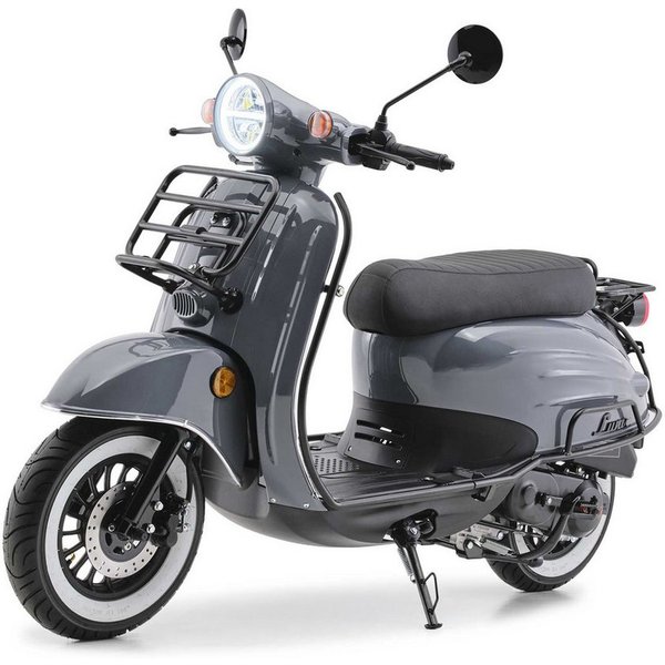 Burnout Motorroller Luna Grau, 50 ccm, 45 km/h, Euro 5, Retro-Design, LED-Licht