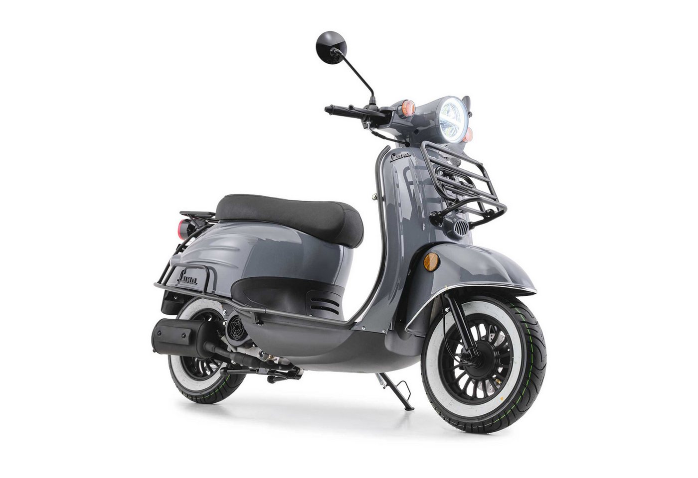 Burnout Motorroller Luna Grau, 50 ccm, 45 km/h, Euro 5, Retro-Design, LED-Licht – Bild 2 von 5