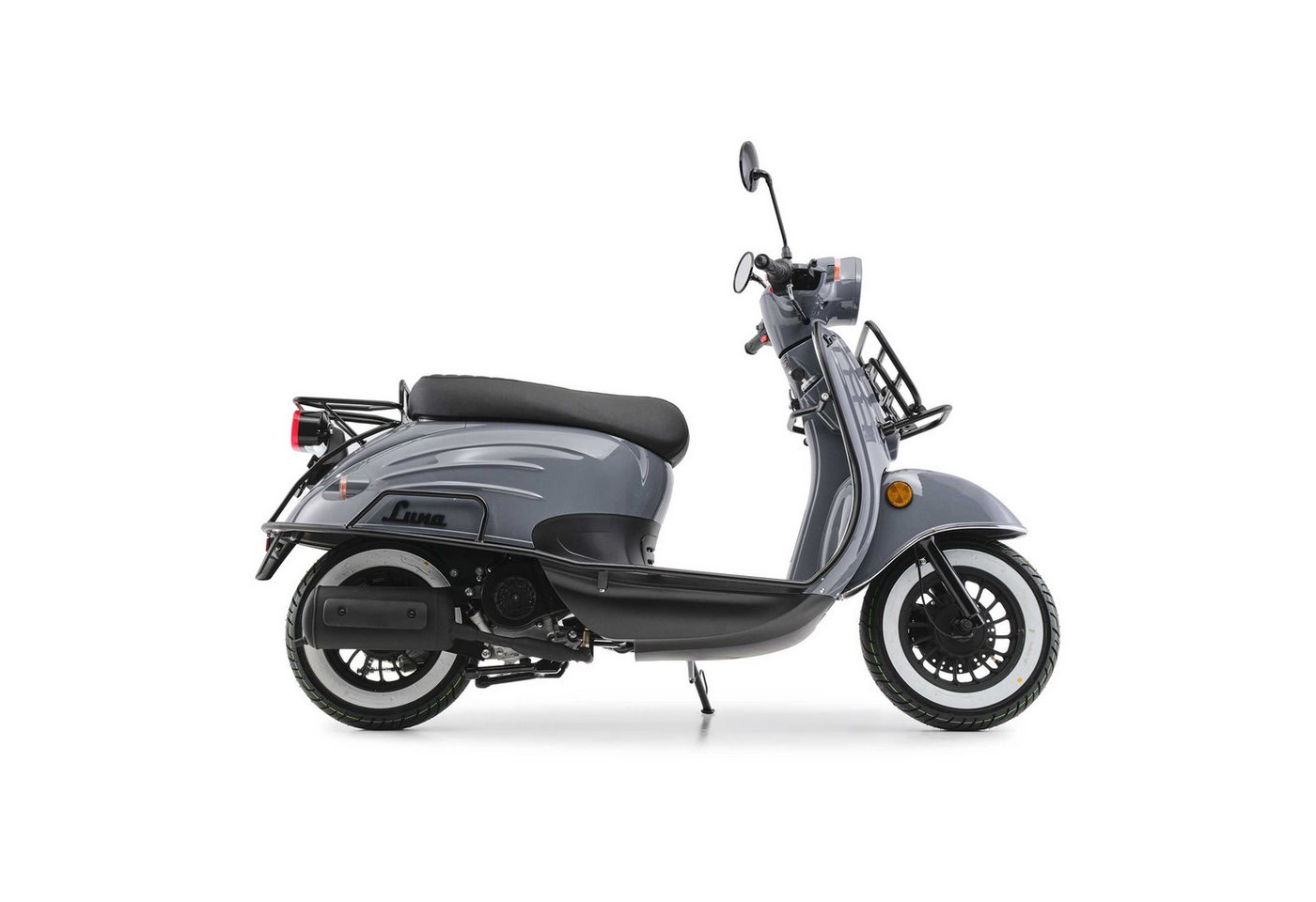 Burnout Motorroller Luna Grau, 50 ccm, 45 km/h, Euro 5, Retro-Design, LED-Licht – Bild 3 von 5