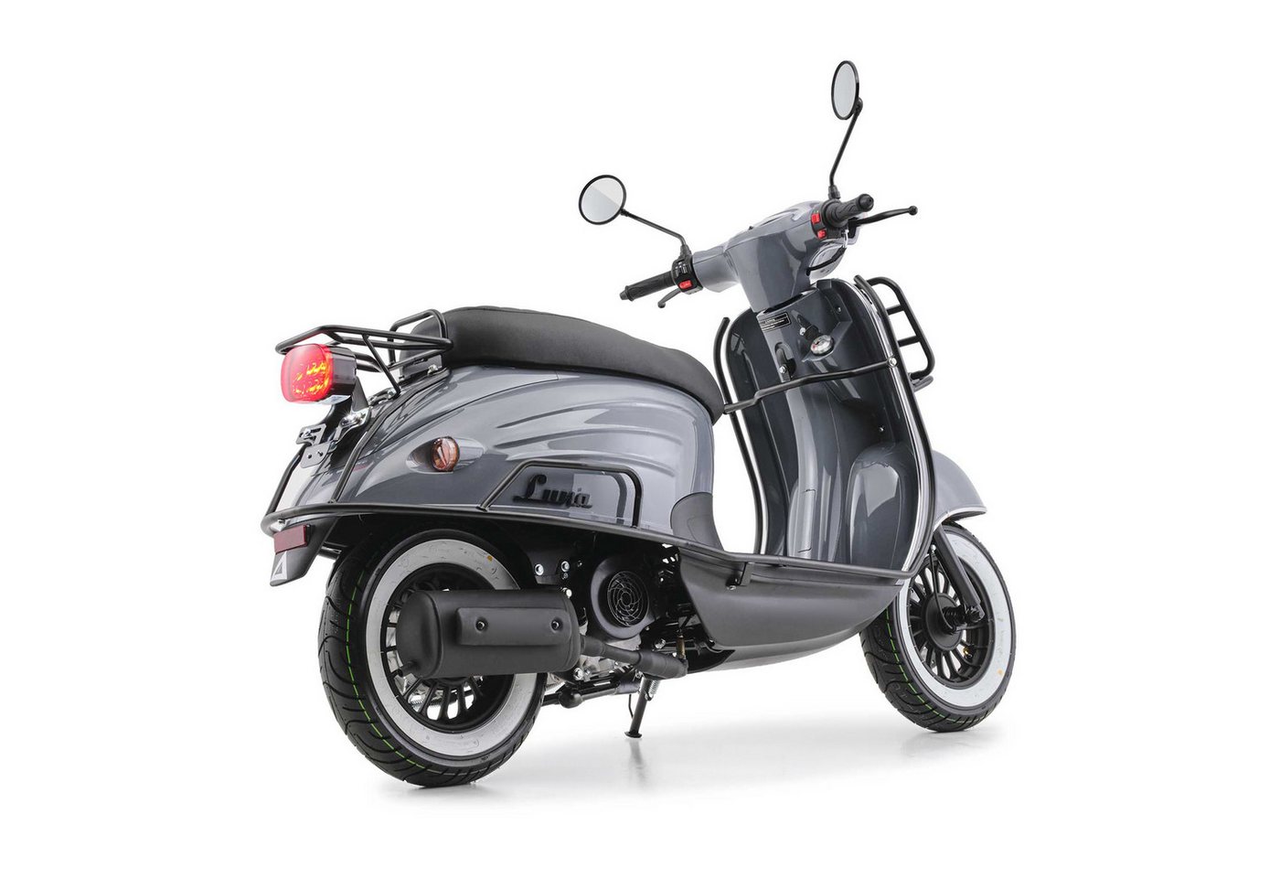 Burnout Motorroller Luna Grau, 50 ccm, 45 km/h, Euro 5, Retro-Design, LED-Licht – Bild 4 von 5