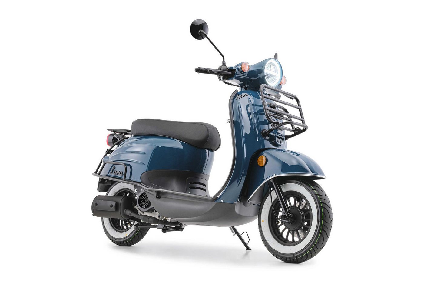 Burnout Motorroller Luna Ozeanblau, 50 ccm, 25 km/h, Euro 5, Retro-Design, LED-Licht – Bild 2 von 5