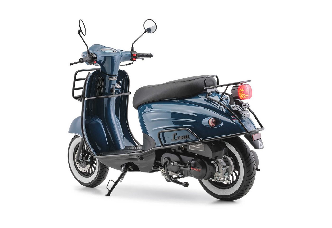 Burnout Motorroller Luna Ozeanblau, 50 ccm, 25 km/h, Euro 5, Retro-Design, LED-Licht – Bild 5 von 5