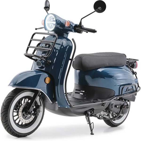 Burnout Motorroller Luna Ozeanblau, 50 ccm, 45 km/h, Euro 5, Retro-Design, LED-Licht