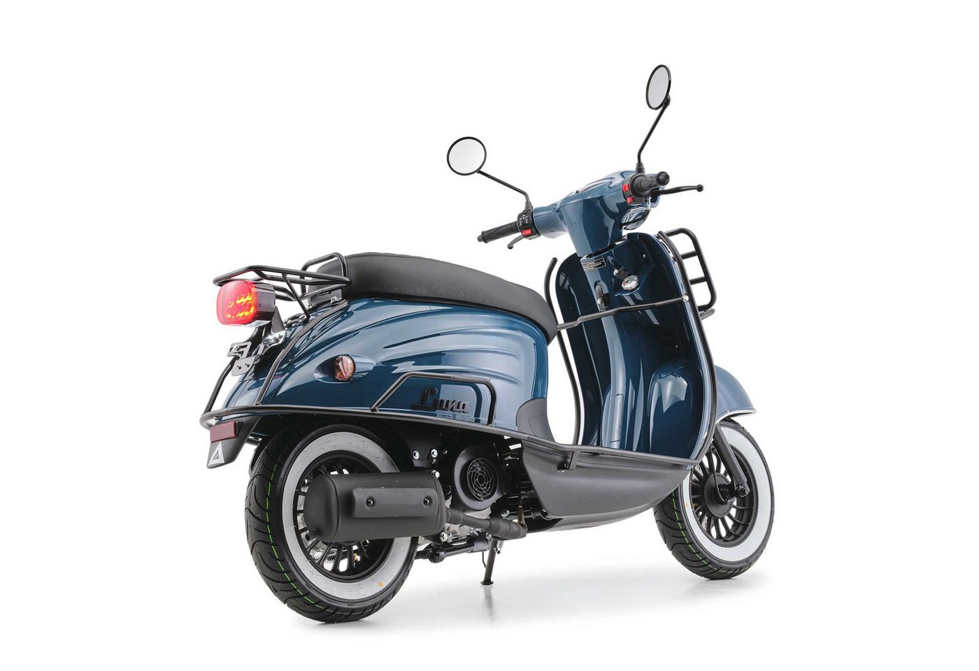 Burnout Motorroller Luna Ozeanblau, 50 ccm, 45 km/h, Euro 5, Retro-Design, LED-Licht – Bild 4 von 5