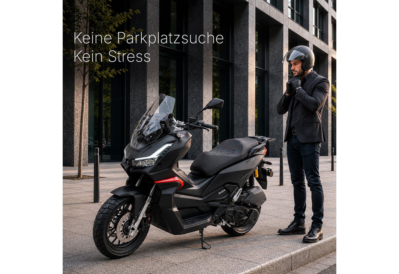 Burnout Motorroller QS125 ADV Roller Mattschwarz, 125 ccm, 90 km/h, Euro 5+, 8,5 kW, CBS, Keyless Go, LED, Euro 5+ – Bild 2 von 5