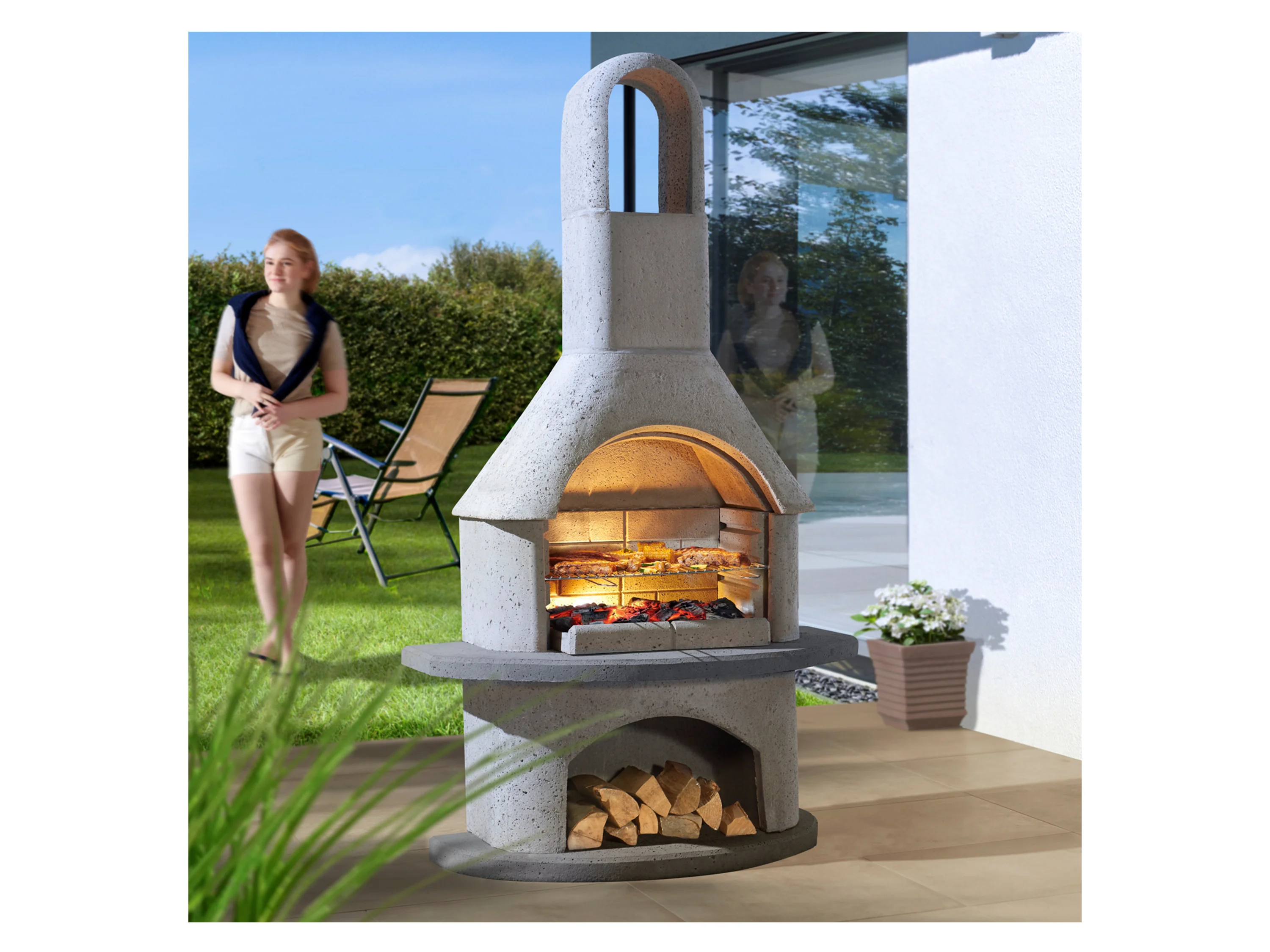 buschbeck Grillkamin »Alicante«, Garten, 3-fach verstellbare Grillhöhe, Quarzstruktur – Bild 2 von 4