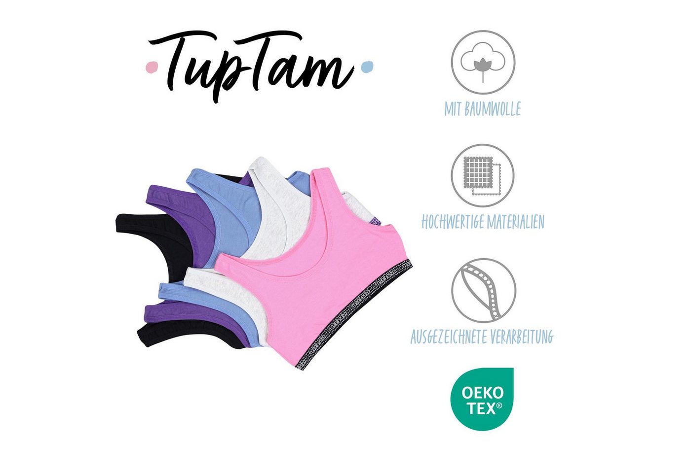 TupTam Bustier TupTam Mädchen Bustier mit breiten Trägern 5er Pack – Bild 2 von 5