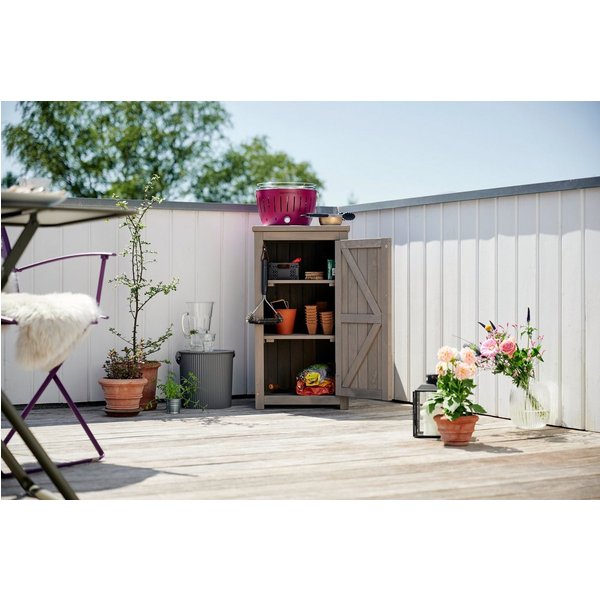 BUTENKIST Garten-Geräteschrank NEELE, Balkonschrank, Gartenschrank klein, Pflanztisch, Aufbewahrung, Holz