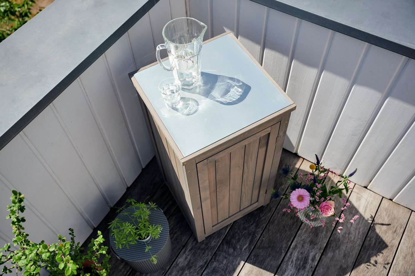 BUTENKIST Garten-Geräteschrank NEELE, Balkonschrank, Gartenschrank klein, Pflanztisch, Aufbewahrung, Holz – Bild 3 von 5