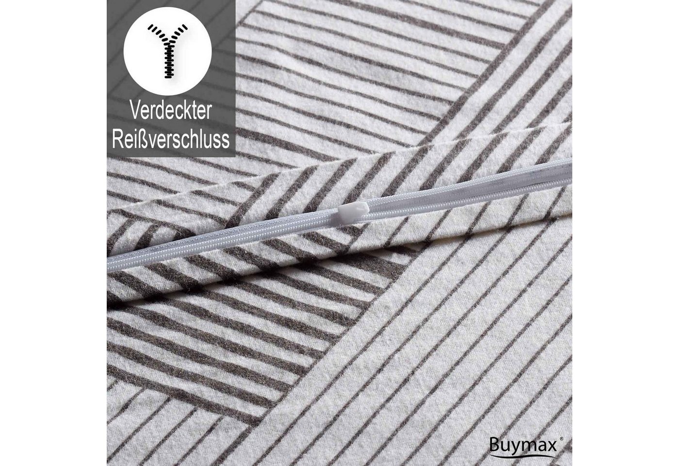 Buymax Bettwäsche, Biber, 2 teilig, 155x220 cm Flanell 100% Baumwolle Winterbettwäsche mit Reißverschluss – Bild 4 von 5