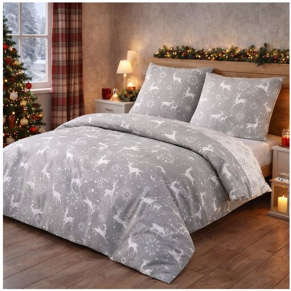 Buymax Bettwäsche, Biber, 3 teilig, 200x220 cm Flanell 100% Baumwolle Winterbettwäsche mit Reißverschluss